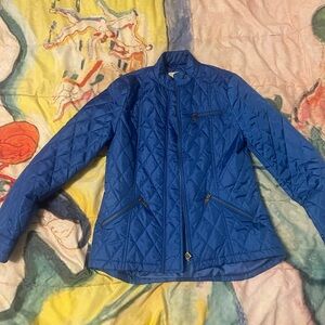 Quilted blue jacket horse small equestrian zipper and pockets